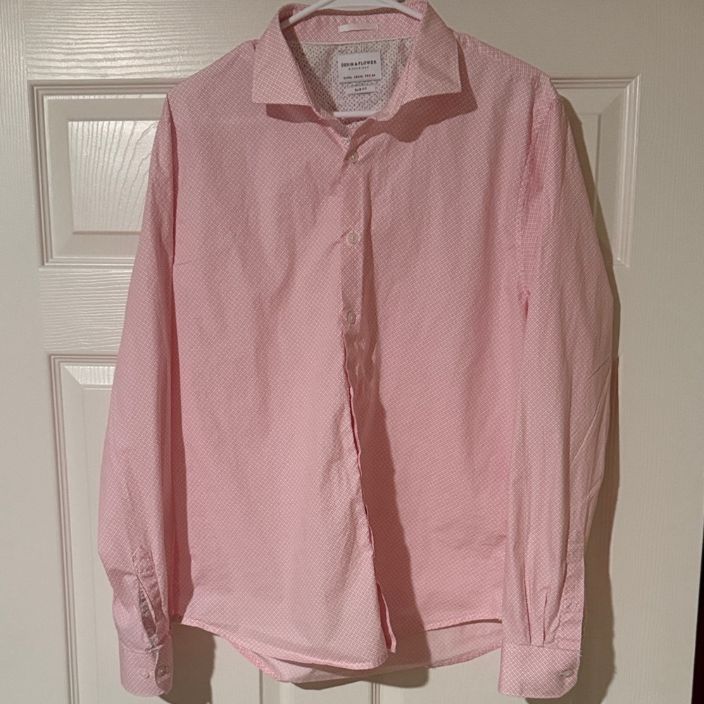 Denim & Flower Ricky Singh Pink Casual Button Down Shirt